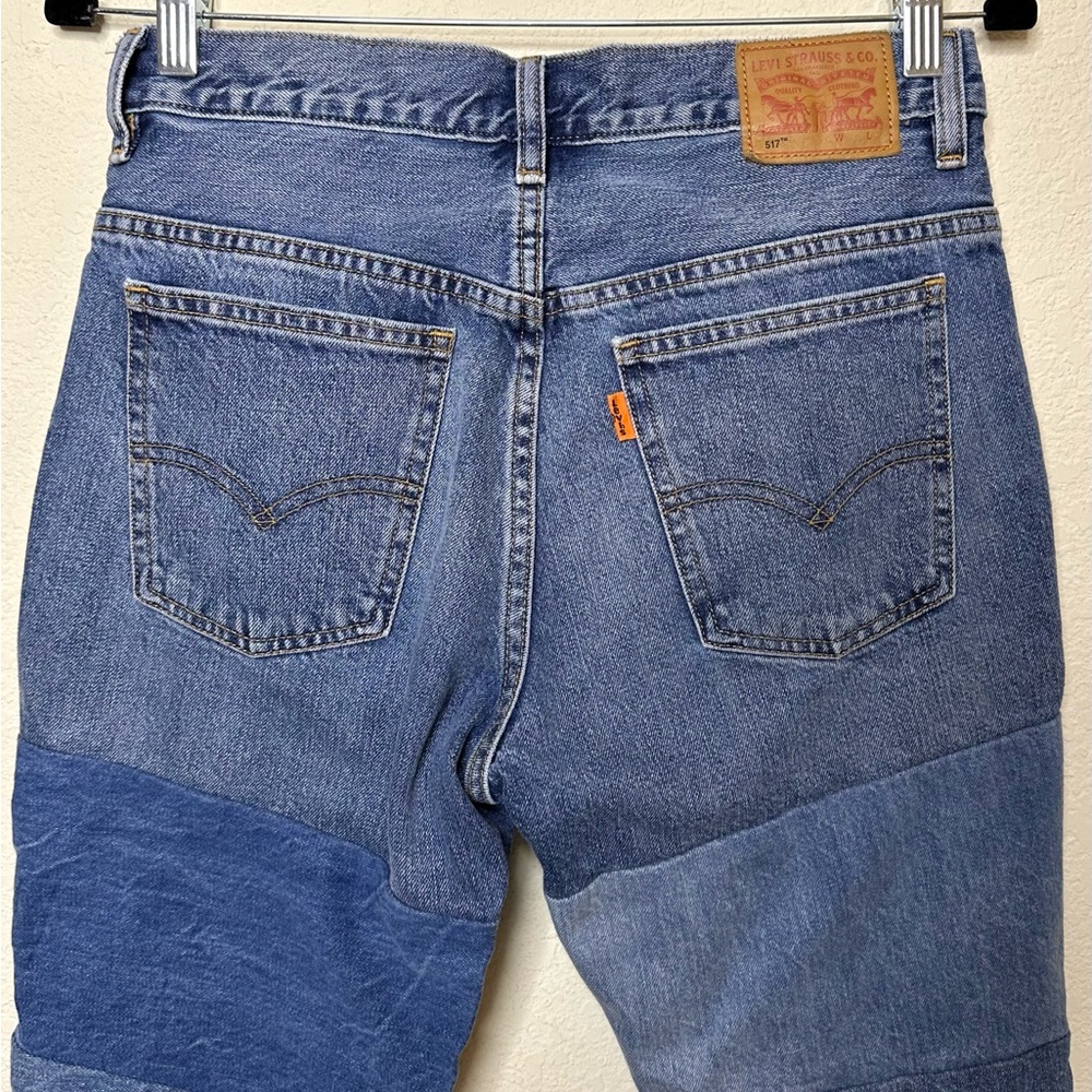 Levi’s 517 Orange Tab Patchwork Boot Cut Crop Raw… - image 9